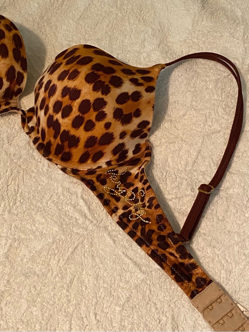 Victoria's Secret Leopard Print Push-Up Padded Underwire Bra Brown & Gold 34B - Picture 10 of 10